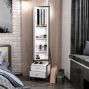 Mobile portagioie Elegante con cassetti e specchio girevole bianco