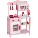 Cucina Giocattolo per Bambini 3+ Anni 55x24x86 cm con Microonde Piano Cottura e Lavandino in Legno Rosa      