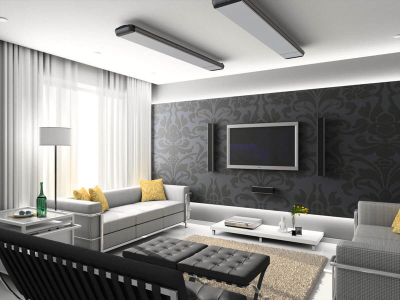 Stufa Elettrica ad Infrarossi 171x20,1x5,8 cm da Soffitto 2400W in Alluminio Dimmerabile Moel Hot-Top Silver