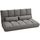 Divano Letto da Terra 130x73x60 cm con Schienale Reclinabile su 7 Livelli e Cuscini Grigio Carbone      