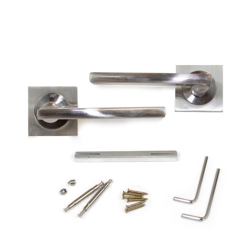 Maniglie Perth per Porta da Interno con Rosetta 50 x 50 mm Alluminio e Zama Nickel 5 Set. Emuca