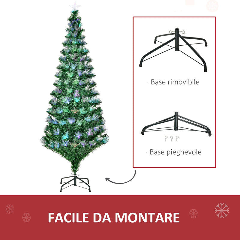 Albero Natale Artificiale LED Bianco e Blu 240 cm Fibra Ottica
