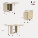 Tavolo Salvaspazio Pieghevole a 2 Ribalte per 6 Persone 130x80x74 cm Bianco e color Legno 