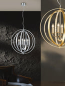 Lampadario da Interno  E14 in Metallo Ottone Lucido