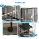 Voliera Gabbia per Uccelli 71,8x71,8x170,2 cm con Vassoi Estraibili in Plastica e Posatoi in Metallo Nero      