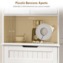 Credenza Cucina 60x30x172 cm con 2 Armadietti Cassetto e Piano Centrale con Passacavi in MDF Bianco      