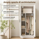 Armadio Slim 70x37x164 cm con Barra Appendiabiti e Ripiani in Truciolato Bianco      