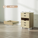 Cassettiera da Ufficio 40x35x63 cm a 6 Cassetti con 4 Ruote e Blocco in Melamina Rovere      