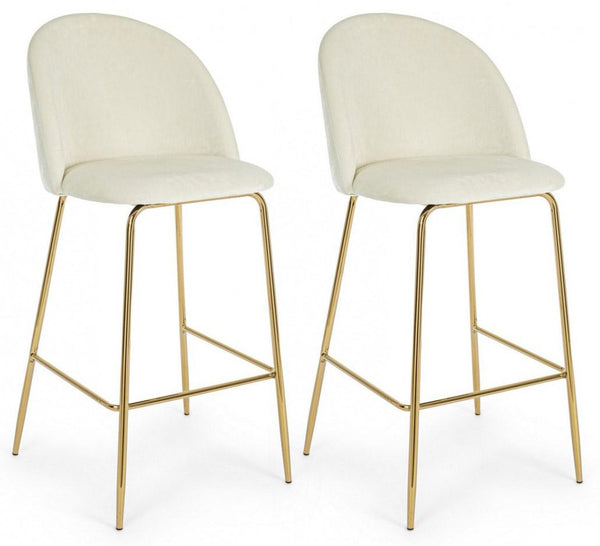 Set 2 Sgabelli 51x55x105 cm in Poliestere Effetto Velluto Bianco acquista