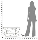 Tavolo da Caffé Saturn Ø80x45 cm in Ferro e Specchio e MDF Argento