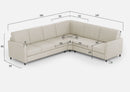Divano Angolare 6 Posti 281x241x85 cm Karay in Tessuto Latte