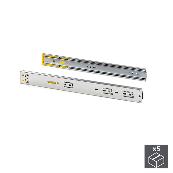 acquista Kit Guide per Cassetti a Sfera 45 x 450 mm Estrazione Totale Chiusura Soft Zincato 5 Pezzi Emuca