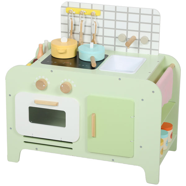 prezzo Set Cucina Giocattolo per Bambini da 3+ Anni con 15 Accessori in Legno Verde