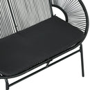 Divano da Giardino 2 Posti 132x72x83 cm con Cuscini e Braccioli in Rattan PE e Acciaio Nero      