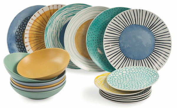 acquista Servizio Piatti 18 Pezzi in Porcellana e Gres Villa d'Este Home Tivoli Marea