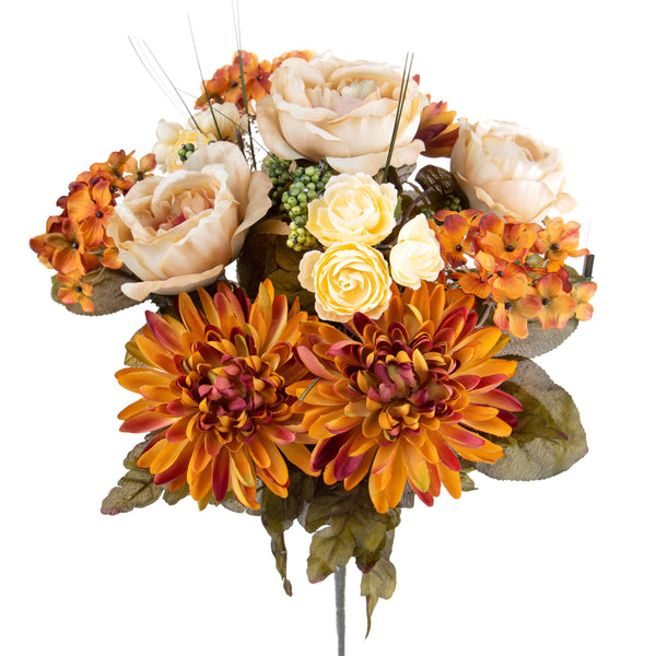 Bouquet Artificiale Composta da Rose e Dalie Altezza 34 cm Arancio acquista