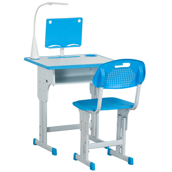 acquista Banco Scuola con Sedia per Bambini con Lampada LED e Leggio Blu