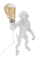 Lampada da Tavolo Monkey Bianco 26x34x55 cm in Resina Bianco      