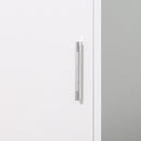 Mobile a Colonna Bagno 32x28x162 cm con Anta Superiore a Specchio Rivestimento in Melamina Bianco  