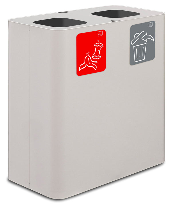 acquista Pattumiera Sistema di Raccolta Rifiuti 77x38xh80 cm In Acciaio Verniciato 2 Scomparti Bianco