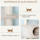 Albero Tiragraffi per Gatti 3 Livelli Crema 49x48x130 cm 