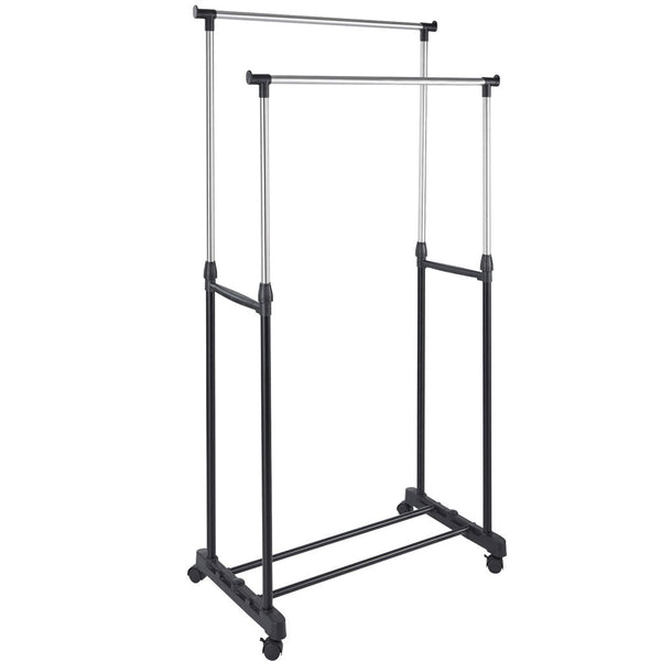 online Stand Appendiabiti Doppio con Ruote Stender Regolabile in Altezza 80x40x160cm