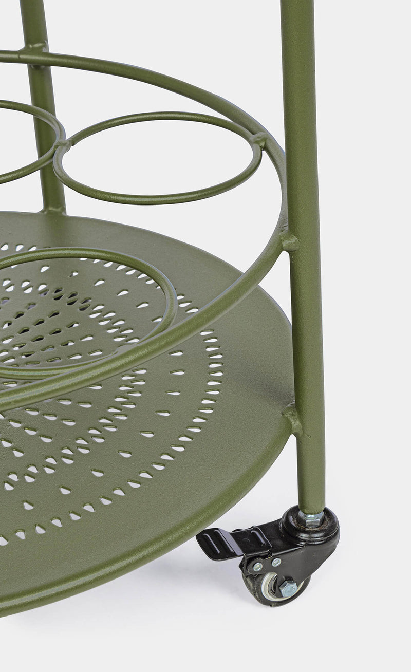 Carrello da Cucina 45x81 cm con Portabottiglie e Ruote in Acciaio Verde