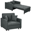 Poltrona Letto Singolo  100x98x88 cm con Vano Contenitore in Tessuto Effetto Velluto Grigio  