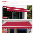 Tenda da Sole Avvolgibile a Parete 4x2.5m in Poliestere Rosso Scuro
