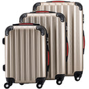 Set 3 Valigie Trolley Rigide da Viaggio Easy Roll Angoli Rinfornzati in ABS Champagne  