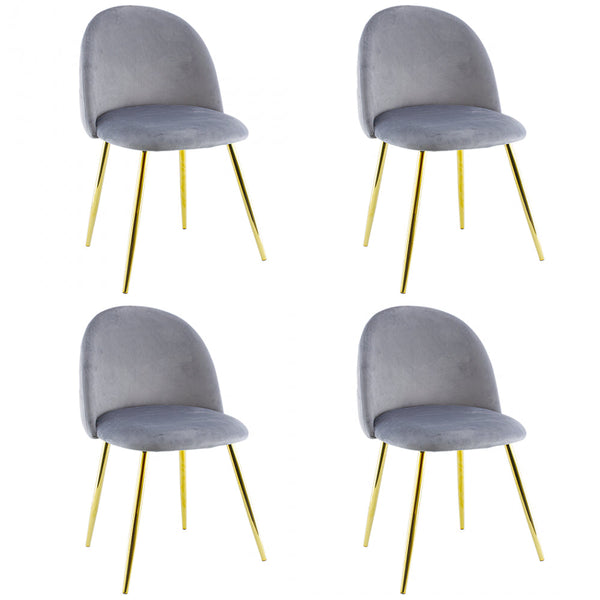 Set 4 Sedie 50x45x80 cm in Tessuto Vellutato Piedi Oro Grigio prezzo