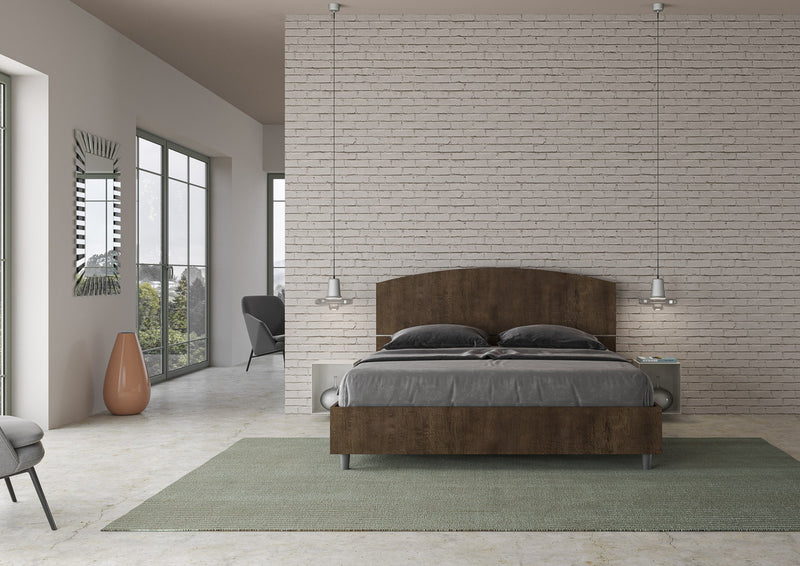 Letto Matrimoniale con Alzata Comoda Testata Inclinata a Doghe Dora Noce Varie Misure