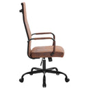 Sedia da Ufficio Girevole Industrial 65x109-119 cm con Braccioli e Pistone a Gas in Ecopelle e Nylon Nero      