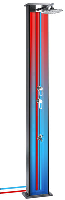 Doccia Solare Ibrida da Giardino 40L Miscelatore e Doccetta Lavapiedi Antracite