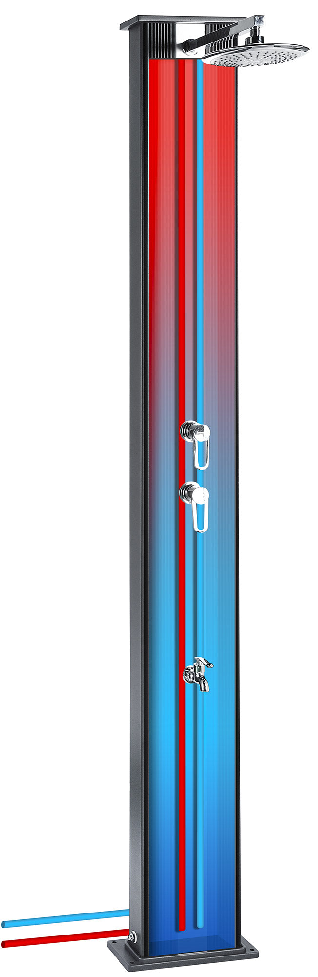 Doccia Solare Ibrida da Giardino 40L Miscelatore e Doccetta Lavapiedi Antracite