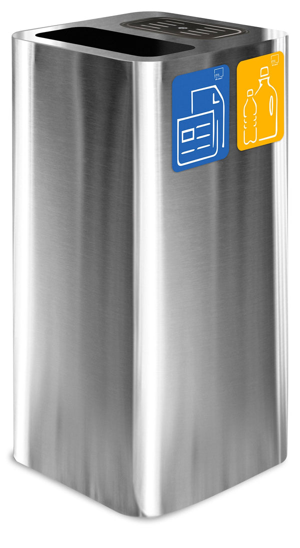 Pattumiera Per Raccolta Rifiuti 38x38xh80 cm In Acciaio Inox con Coperchio Basculante Argento sconto