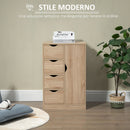 Mobile Bagno 4 Cassetti 1 Anta 54x29x83 cm in Truciolato Naturale