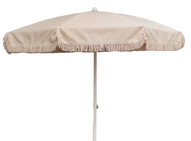 Ombrellone da Giardino Ø200 cm Telo in Poliestere Ecrù 