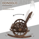 Sedia a Dondolo in Legno di Abete con 2 Ruote 