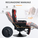 Sedia da Gaming Massaggiante con Poggiapiedi e Cuscino 79,5x82,5x111,5 cm in Pelle PU Nero   