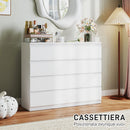Cassettiera 8 Cassetti 120x39x100 cm con Maniglie Scanalate in Legno Bianco  