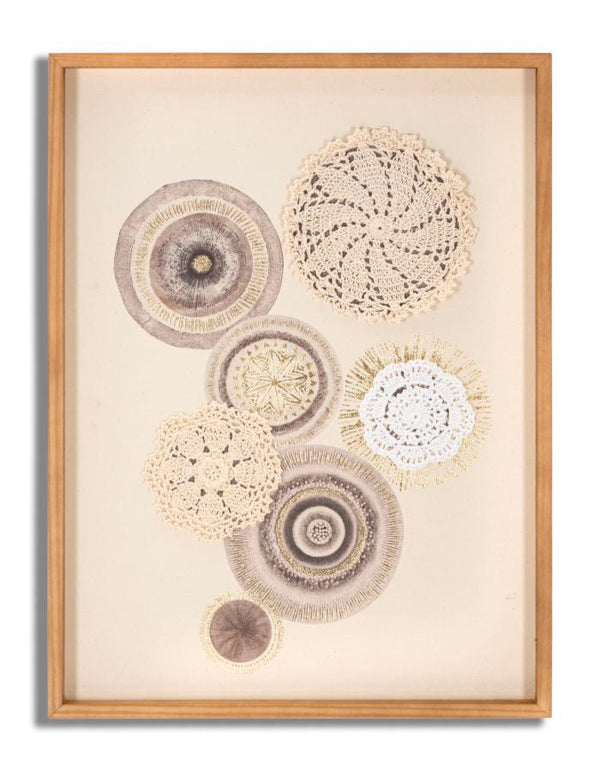 Stampa su Tela Circly con Inserti 45x3,2x60 cm in Legno e Tessuto prezzo