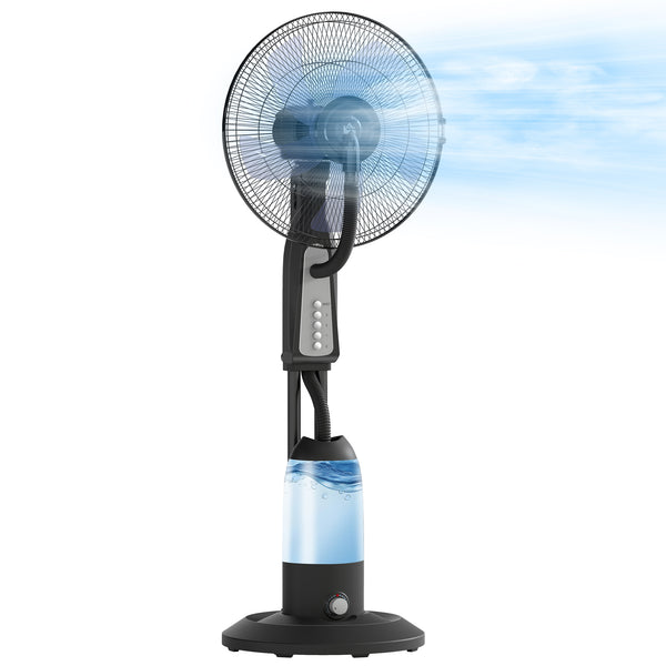 online Ventilatore Nebulizzatore Regolabile a 3 Velocità con Oscillazione 75° in Metallo e Plastica Nero