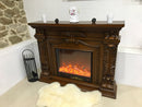 Camino Elettrico da Pavimento 116x150x33 cm Effetto Fiamma 1500W Provance Marrone
