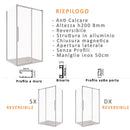 Box Doccia 3 Lati 1 Anta Scorrevole in Cristallo Trasparente 8mm H200 Bonussi Eliane