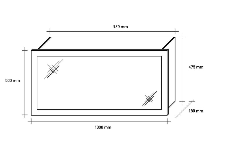 Specchiera da Bagno 100x18x50 cm in Legno TFT Bali Bianco Lucido