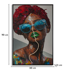Stampa con LED su Tela Afro 60x3,5x90 cm in Tela e Plastica e MDF Multicolor      