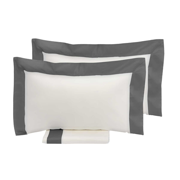 Copripiumino Matrimoniale con Sacco e Federe Bordi in Raso Garrini Eveline Avorio/Grigio prezzo