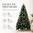 Albero di Natale Innevato Tirolese 180 cm Foltissimo con Pigne Bianco      