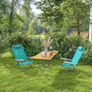 Set 2 Sedie da Campeggio Pieghevoli 62x65x80 cm Reclinabili su 6 Livelli Grigio a Azzurro  